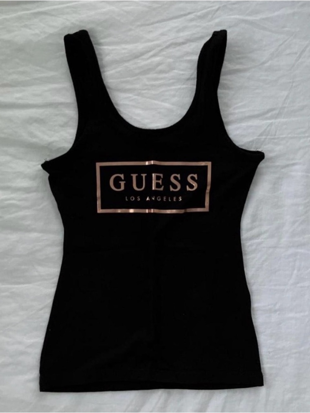 GUESS Black Tank with Rose-Gold Logo